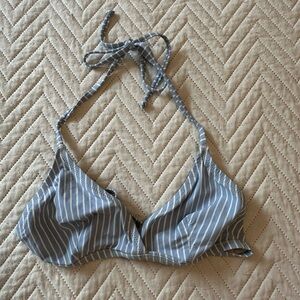 J. Crew Blue and White Striped Bikini Top